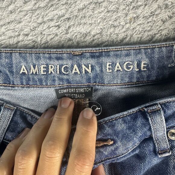 American Eagle Women's 90s Vintage Mom Jeans 8 Regular Distressed Destroyed - Picture 7 of 15